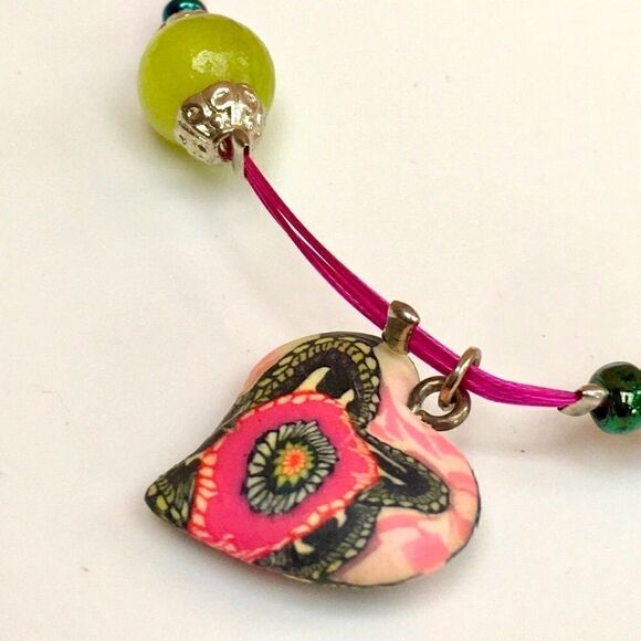 Polymer Heart Charm & Bead Wire Bracelet Set of 3 - Picture 8 of 8